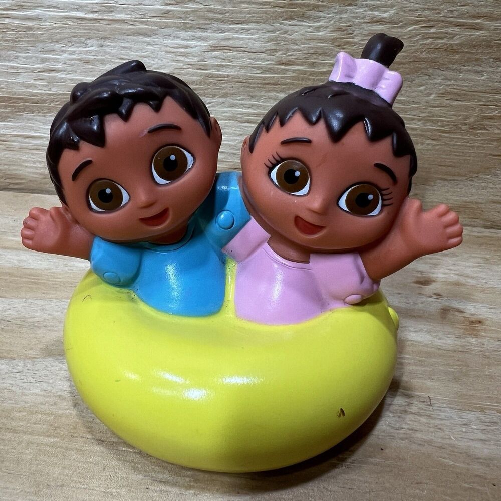 Vintage 2005 Dora the Explorer Baby Twins Guillermo & Isabella Bath Toy Mattel